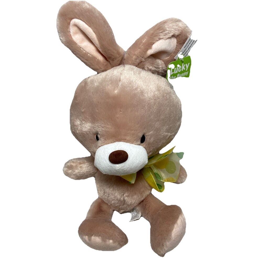American Greetings Lucky The Easter Bunny Plush Bow Brown